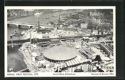 AK Ausstellung, South Bank Exhibition, Festival of Britain, 1951, Aerial View Festival Site