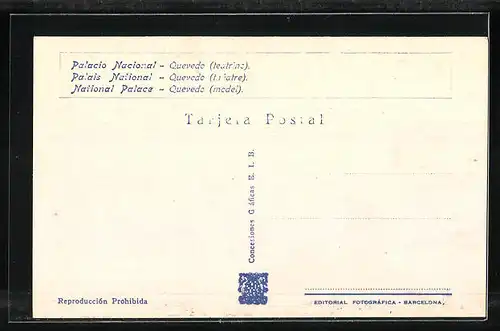 AK Barcelona, Exposicion Internacional 1929, Palacio Nacional, Quevedo teatrino