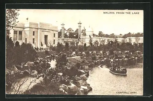 AK London, British Empire Exhibition 1924, Malaya from the Lake
