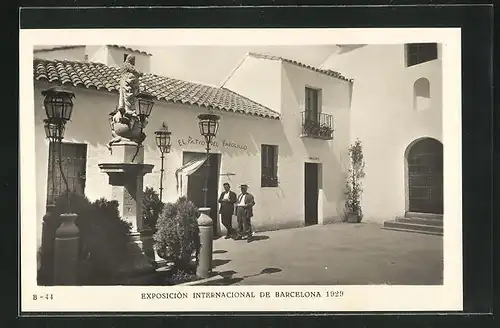 AK Barcelona, Exposicion Internacional 1929, Pueblo Espanol, Plaza de la Hermandad Barrio Andaluz