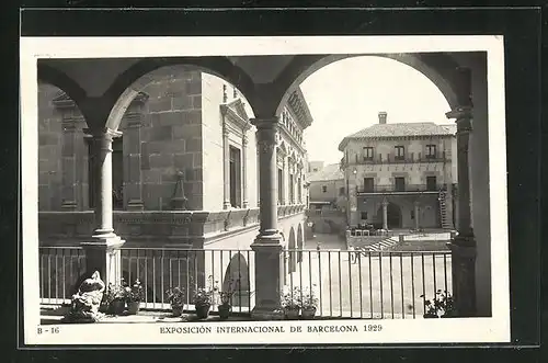 AK Barcelona, Exposicion 1929, Pueblo Espanol, Aspecto de la Plaza Mayor