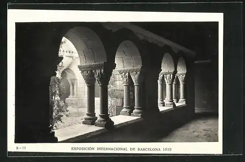 AK Barcelona, Exposicion Internacional 1929, Pueblo Espanol, Claustro del Monasterio Romanico