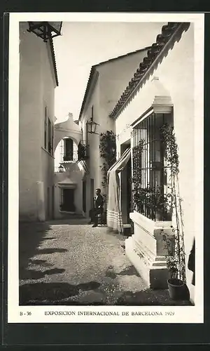 AK Barcelona, Exposicion Internacional 1929, Pueblo Espanol, Detalle de la Plaza de Penaflor