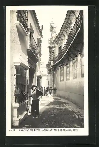 AK Barcelona, Exposicion Internacional 1929, Pueblo Espanol, Calle de las Bulas Palacio de Penaflor