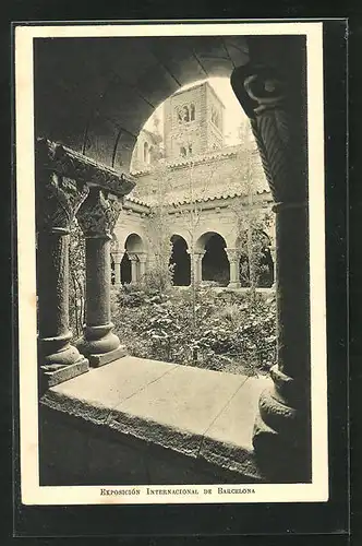 AK Barcelona, Exposicion Internacional 1929, Monasterio Romanico Claustro