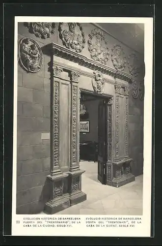 AK Barcelona, Exposicion 1929-30, Pabellon Ciudad de Barcelona, Puerta del Trentenario de la Casa de la Ciudad