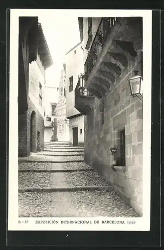 AK Barcelona, Exposicion Internacional 1929, Pueblo Espanol, Calle de Cervantes