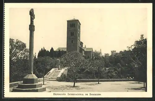 AK Barcelona, Exposicion Internacional, Monasterio Romanico