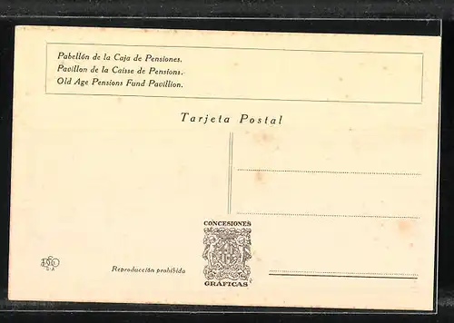 AK Barcelona, Exposicion Internacional, Pabellon de la Caja de Pensiones