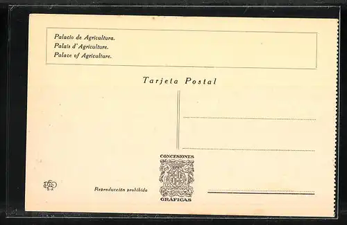 AK Barcelona, Exposicion Internacional, Palacio de Agricultura