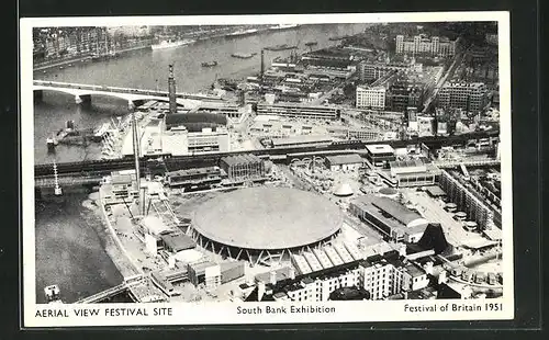 AK London, Festival of Britain 1951, South Bank Exhibition, Ausstellung-Aerial view Festival Site