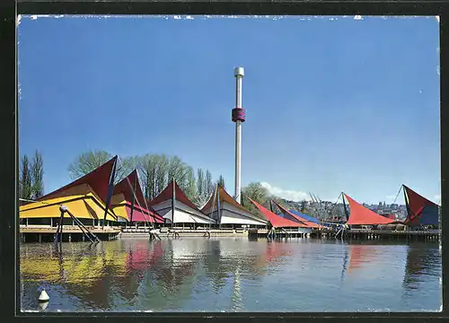 AK Lausanne, Exposition nationale suisse 1964, Le port et la tour