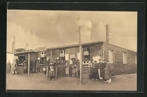 AK Münster / Westf., Kriegsgefangene vor der Kantine