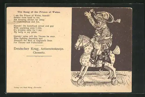 AK Chemnitz, Antisemitenkneipe Gasthof Deutscher Krug, The Song of the Prince of Wales