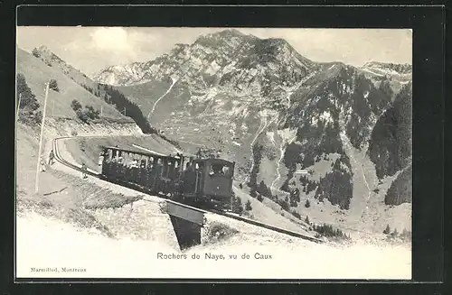AK Rochers de Naye, vu de Caux, Bergbahn
