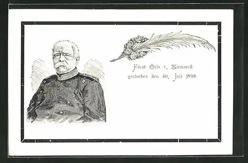 Künstler-AK Trauerkarte Fürst Otto v. Bismarck gestorben den 30. Juli 1898