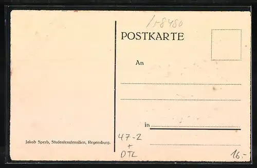 Lithographie Weiden, Absolvia 1921, Studentenwappen Vivat Sekunda!