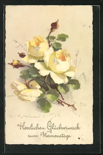 Künstler-AK Catharina Klein: Gelbe Blumen