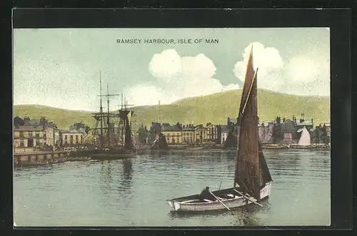 AK Ramsey, Harbour, Hafen mit Segelschiff