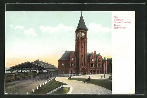 AK Milwaukee, WI, Chicago North-Western Depot, Bahnhof