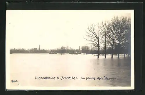 Foto-AK Colombes, L`inondation, La Plaine vers Bezons, Hochwasser