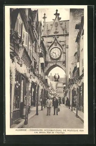 AK Auxeree, Concours International de Musique 1934, Les decors Rue de l`Horloge, Sängerfest