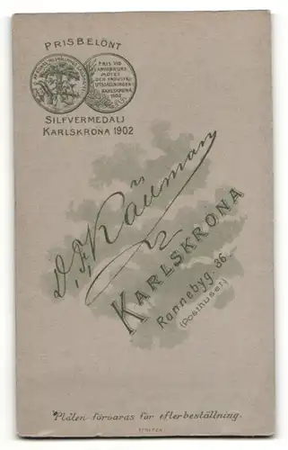 Fotografie D. F. Källman, Karlskrona, Portrait frecher blonder Bube mit kurzem Haar im Matrosenanzug