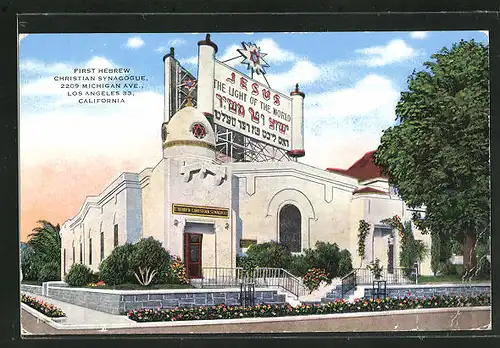 AK Los Angeles, CA, First Hebrew Christian Synagoge