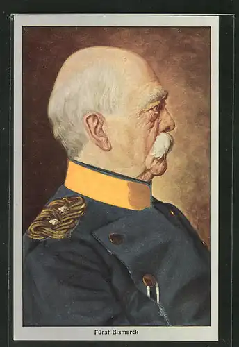 Künstler-AK Fürst Bismarck als betagter Mann in Uniform im Portrait