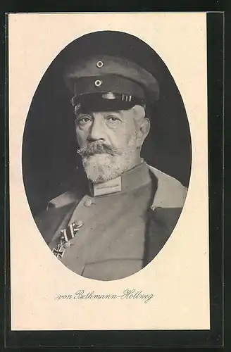 AK Reichskanzler von Bethmann Hollweg als betagter Mann in Uniform