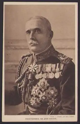 Relief-AK Feldmarschall Sir John French in Uniform mit Orden
