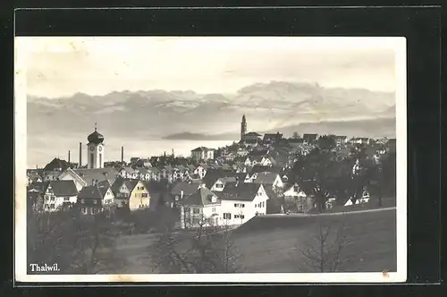 AK Thalwil, Blick auf Ort und Gebirge