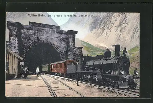 AK Gotthardbahn, der grosse Tunnel bei Goeschenen