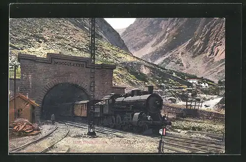 AK Gotthardbahn am grossen Tunnel