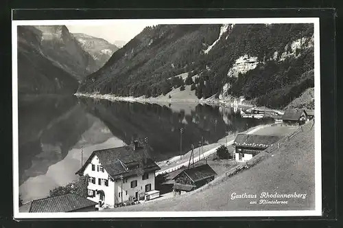 AK Glarus, Totalansicht mit Gasthaus Rhodannenberg am Klöntalersee