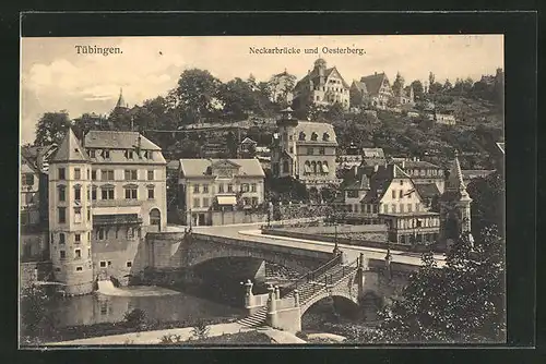 AK Tübingen / Neckar, Teilansicht mit Brücke und Oesterberg