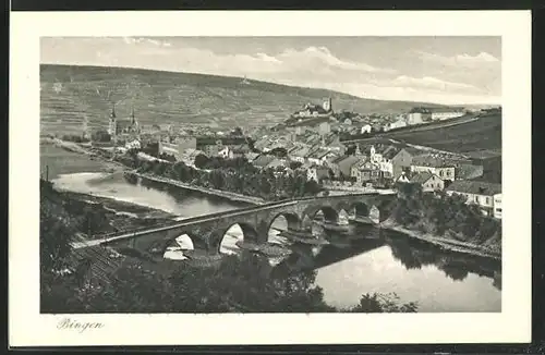 AK Bingen, Ortsansicht mit Drususbrücke