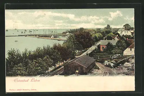AK Laboe, Panorama mit Hafen