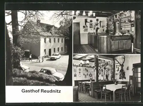 AK Sörnewitz-Reudnitz, Gasthof Reudnitz, Innenansichten Gastraum und Theke