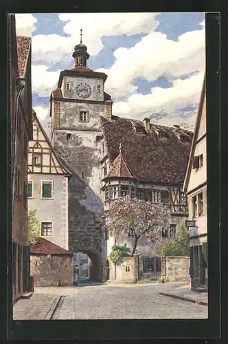 AK Rothenburg o. T., Strassenpartie am Weissen Turm