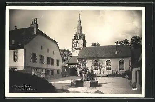 AK La Tour de Peilz, L`Eglise et la Place