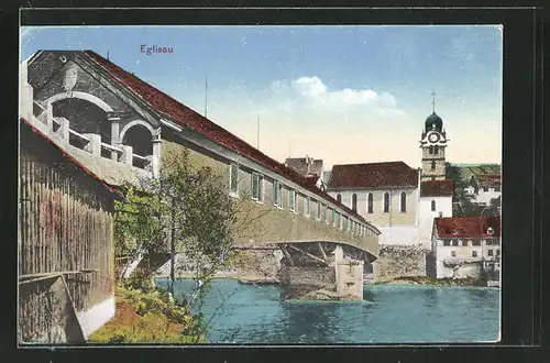 AK Eglisau, Ortspartie mit Flussbrücke