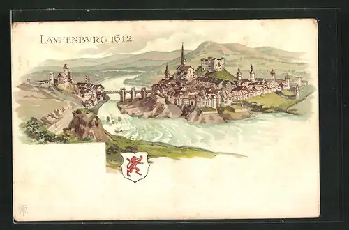 Lithographie Laufenburg, Panorama 1642