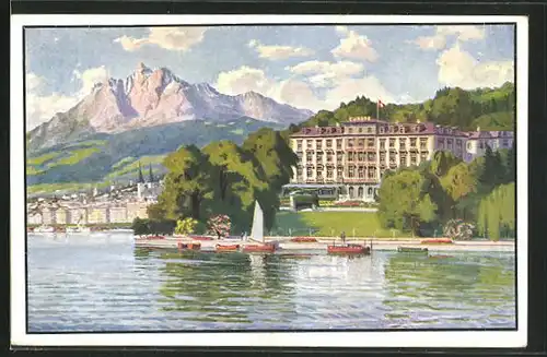 Künstler-AK Lucerne, Grand Hotel Europe