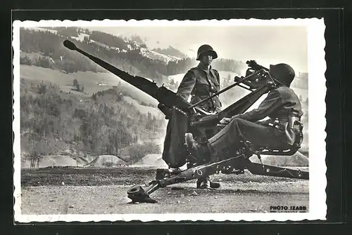 AK Schweizer Soldaten mit Geschütz