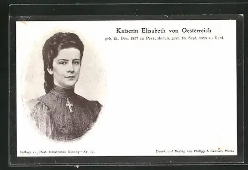 AK Portrait Kaiserin Elisabeth (Sissi) von Österreich, 1837-1898