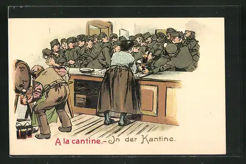 AK Soldaten in Uniformen trinken in der Kantine Bier