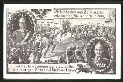 AK Kronprinz Rupprecht von Bayern und Prinz Rupprecht von Bayern, Soldaten in Uniformen im Gefecht