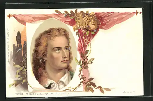 Lithographie Portrait Friedrich Schiller, 1759-1805