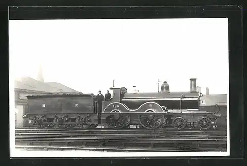 Foto-AK englische Eisenbahn der MR No. 193 mit Lokführer